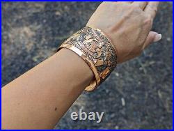 Native American Cuff Bracelet Navajo Sterling Silver Copper Overlay Jewelry Sz 7