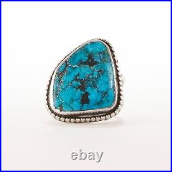 Native American D Sterling Silver Blue Spiderweb Turquoise Rain Drops Ring 6.5