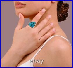 Native American D Sterling Silver Blue Spiderweb Turquoise Rain Drops Ring 6.5