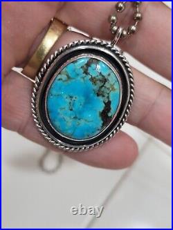 Native American High Grade Turquoise Sterling Silver Pendant