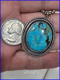 Native American High Grade Turquoise Sterling Silver Pendant