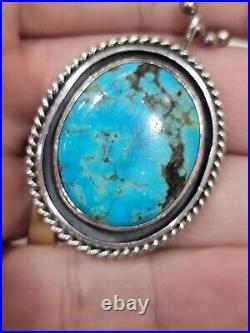 Native American High Grade Turquoise Sterling Silver Pendant