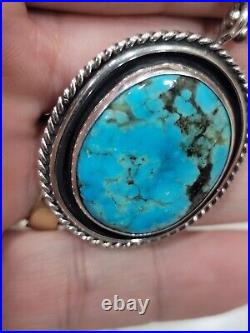 Native American High Grade Turquoise Sterling Silver Pendant