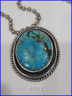 Native American High Grade Turquoise Sterling Silver Pendant