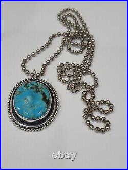 Native American High Grade Turquoise Sterling Silver Pendant