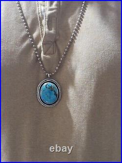 Native American High Grade Turquoise Sterling Silver Pendant