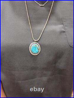 Native American High Grade Turquoise Sterling Silver Pendant