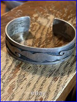 Native American Hopi Virgil Thomas sterling silver cuff Hopi Craft Free Shipp