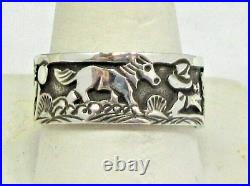 Native American Horse Ring Size 13 1/2 Navajo Signed Loyd Becenti, Sterling #124