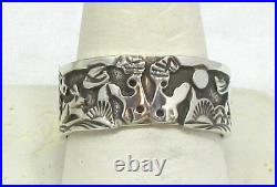 Native American Horse Ring Size 13 1/2 Navajo Signed Loyd Becenti, Sterling #124