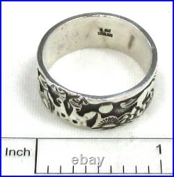 Native American Horse Ring Size 13 1/2 Navajo Signed Loyd Becenti, Sterling #124