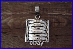 Native American Indian Jewelry Sterling Silver Ribbed Pendant by Thomas Charley