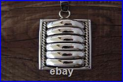 Native American Indian Jewelry Sterling Silver Ribbed Pendant by Thomas Charley