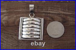 Native American Indian Jewelry Sterling Silver Ribbed Pendant by Thomas Charley