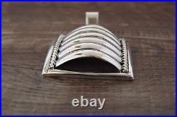 Native American Indian Jewelry Sterling Silver Ribbed Pendant by Thomas Charley