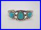 Native American Indian Sterling Silver Turquoise Stone Tribal Cuff Bracelet