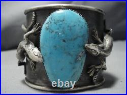 Native American Jewelry Giant Spiderweb Turquoise Gecko Sterling Silver