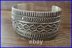 Native American Jewelry Hand Stamped Sterling Silver Cuff Bracelet by Maloney