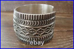 Native American Jewelry Hand Stamped Sterling Silver Cuff Bracelet by Maloney