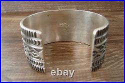 Native American Jewelry Hand Stamped Sterling Silver Cuff Bracelet by Maloney