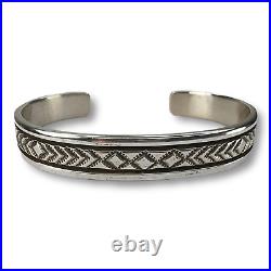 Native American Jewelry Navajo Bruce Morgan Sterling Silver Cuff Bracelet