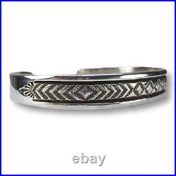 Native American Jewelry Navajo Bruce Morgan Sterling Silver Cuff Bracelet