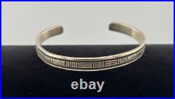 Native American Jewelry Navajo Bruce Morgan Sterling Silver Cuff Bracelet Used