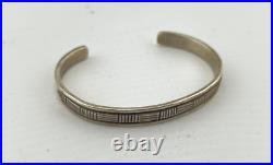 Native American Jewelry Navajo Bruce Morgan Sterling Silver Cuff Bracelet Used