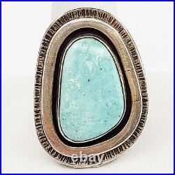 Native American Jewelry Sterling Silver Beautiful Turquoise Ring Size 14 Signed