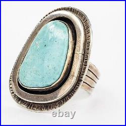 Native American Jewelry Sterling Silver Beautiful Turquoise Ring Size 14 Signed