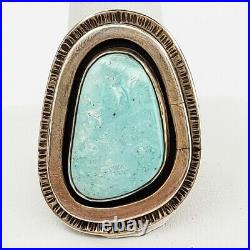 Native American Jewelry Sterling Silver Beautiful Turquoise Ring Size 14 Signed