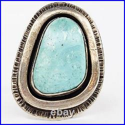 Native American Jewelry Sterling Silver Beautiful Turquoise Ring Size 14 Signed