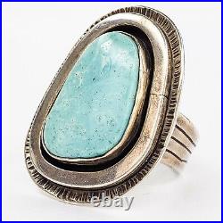 Native American Jewelry Sterling Silver Beautiful Turquoise Ring Size 14 Signed