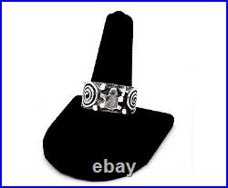 Native American Navajo Alex Sanchez 925 Silver Petroglyph 8mm Ring Band, 10.5