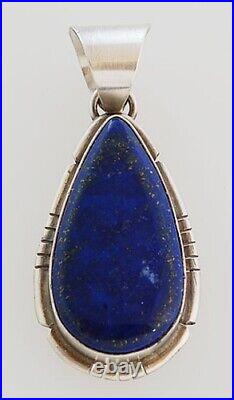 Native American Navajo Handmade Sterling Silver with Blue Lapis Pendant