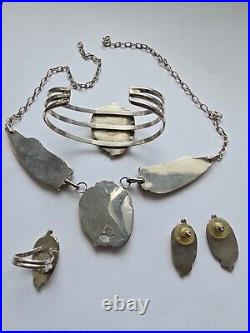 Native American Navajo Harold Trujillo Sterling Silver Necklace Bracelet Set