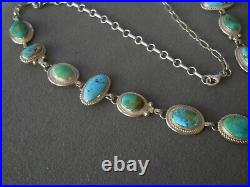 Native American Navajo MultiColor Turquoise Sterling Silver Lariat Link Necklace