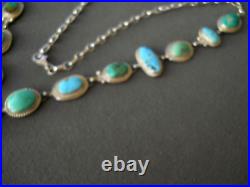 Native American Navajo MultiColor Turquoise Sterling Silver Lariat Link Necklace