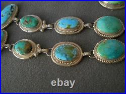 Native American Navajo MultiColor Turquoise Sterling Silver Lariat Link Necklace