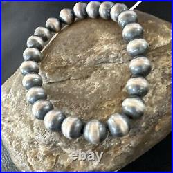 Native American Navajo Pearl 8mm Beads 8 Sterling Silver Stretch Bracelet 99088