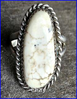 Native American Navajo Ring White Buffalo Turquoise Sterling Silver HB Signed925