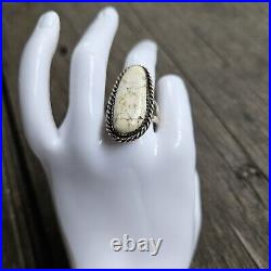 Native American Navajo Ring White Buffalo Turquoise Sterling Silver HB Signed925