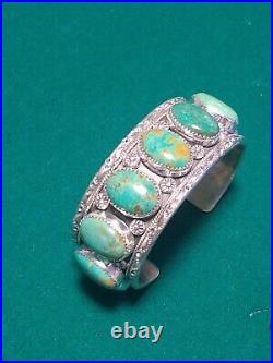 Native American Navajo Royston Turquoise Sterling Silver Cuff Bracelet. 87 Grams