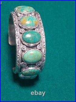 Native American Navajo Royston Turquoise Sterling Silver Cuff Bracelet. 87 Grams