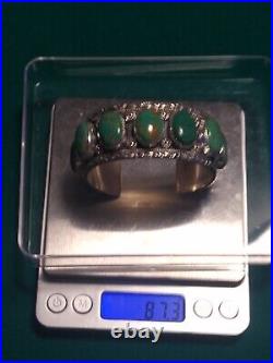 Native American Navajo Royston Turquoise Sterling Silver Cuff Bracelet. 87 Grams