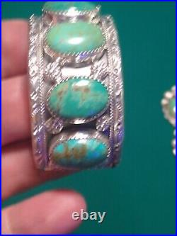 Native American Navajo Royston Turquoise Sterling Silver Cuff Bracelet. 87 Grams