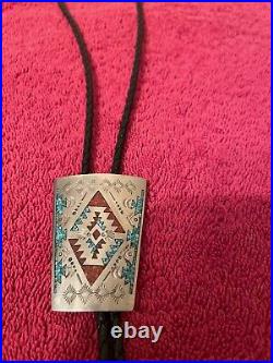 Native American Navajo Sterling NAKAI BOLO Tie