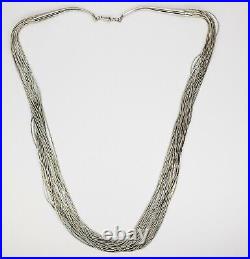 Native American Navajo Sterling Silver 925 Liquid Silver Necklace 31 Strands