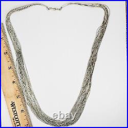 Native American Navajo Sterling Silver 925 Liquid Silver Necklace 31 Strands