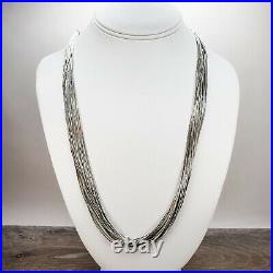 Native American Navajo Sterling Silver 925 Liquid Silver Necklace 31 Strands